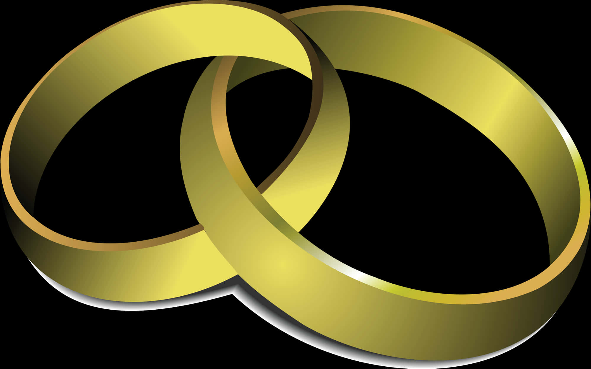 Interlocking Golden Rings Graphic PNG