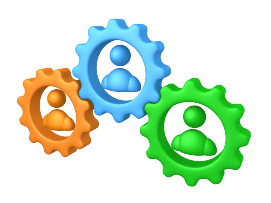 Interlocking People Gears3 D PNG