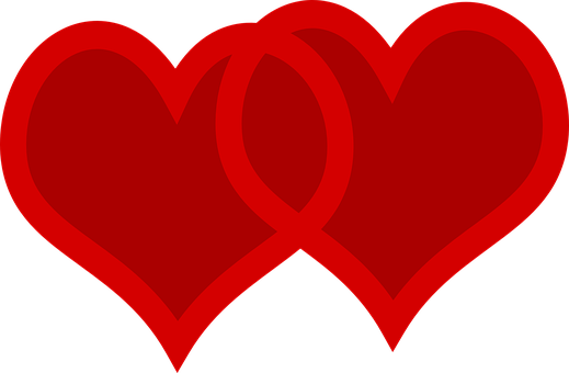 Interlocking Red Hearts Graphic PNG