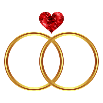 Interlocking Ringswith Red Heart PNG