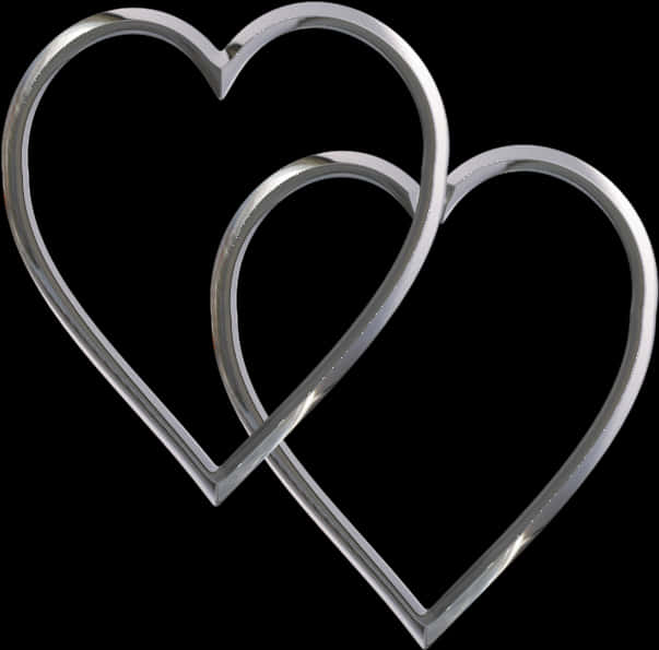 Interlocking Silver Hearts Graphic PNG