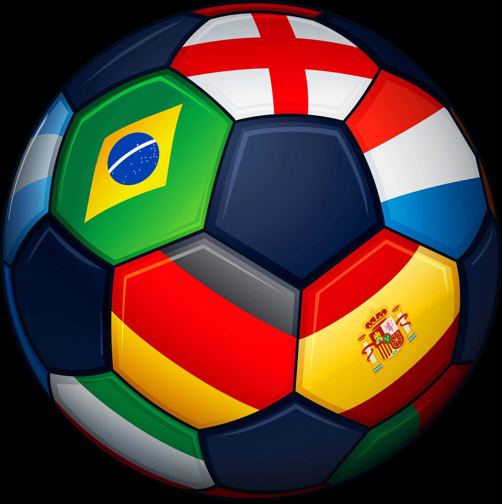 International Football Flags Soccer Ball PNG