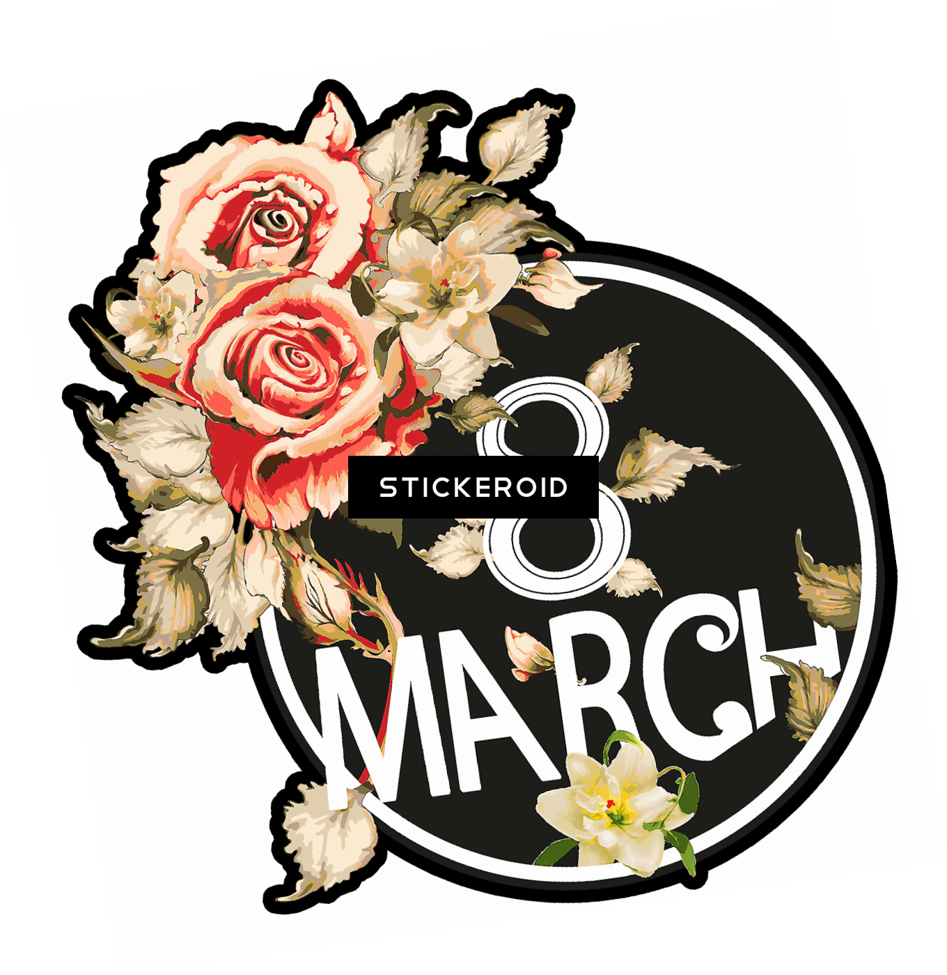 International Womens Day March8 Floral Design PNG