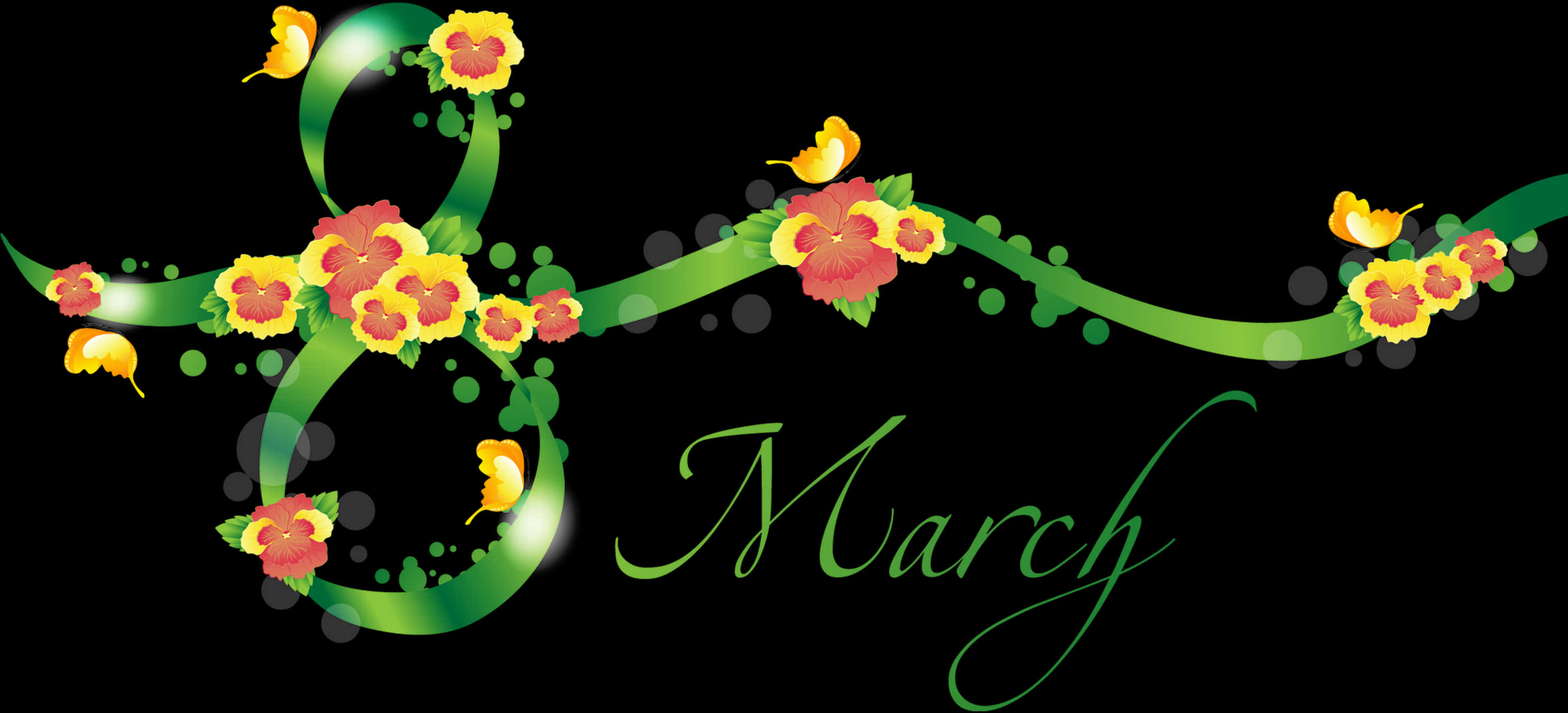 International Womens Day March8 Floral Graphic PNG