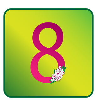 International Womens Day Number8 Floral Design PNG