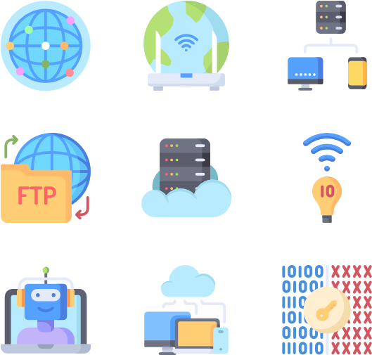 Internet Technology Icons Set PNG