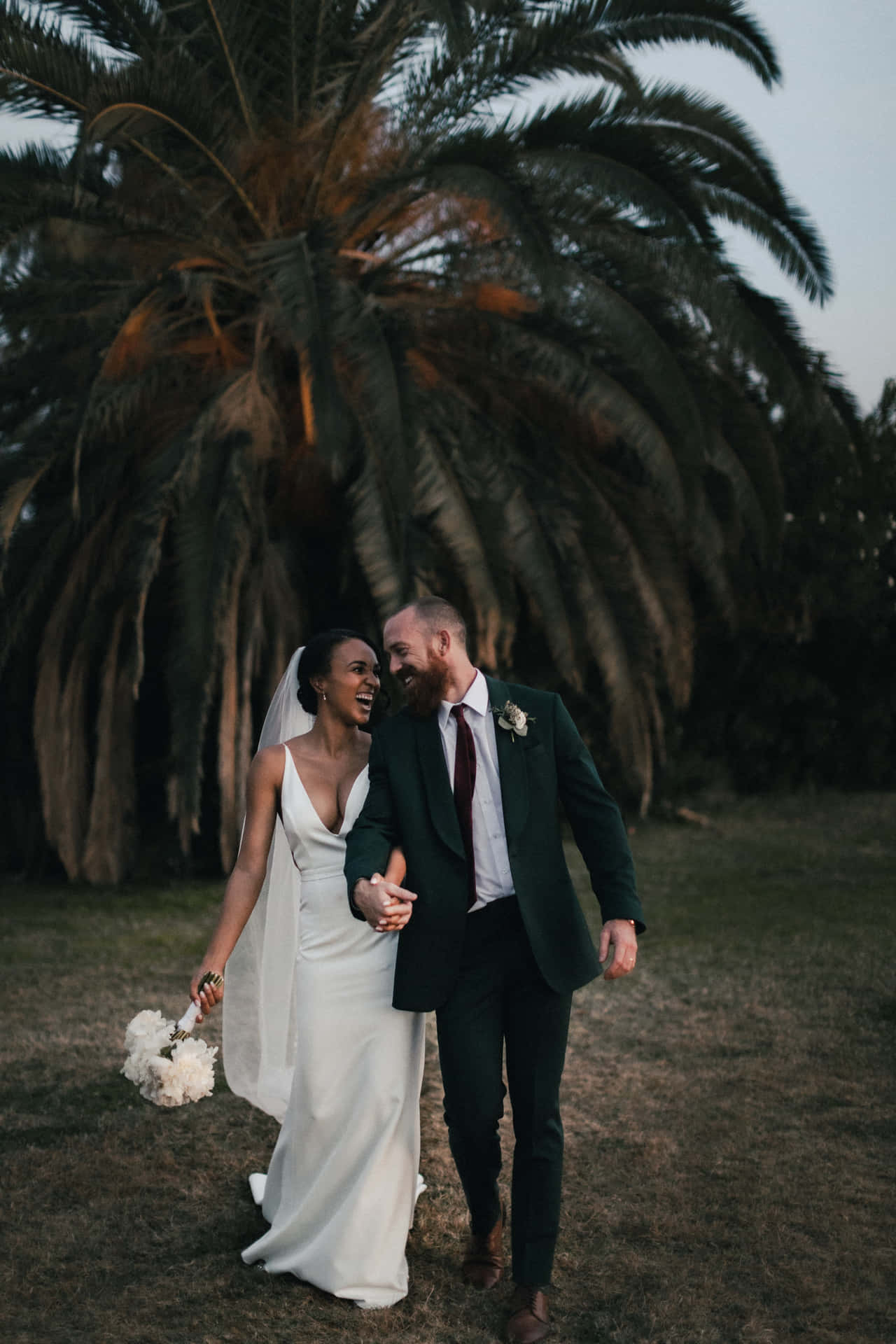 Interracial Couple Wedding Forest Photo Wallpaper