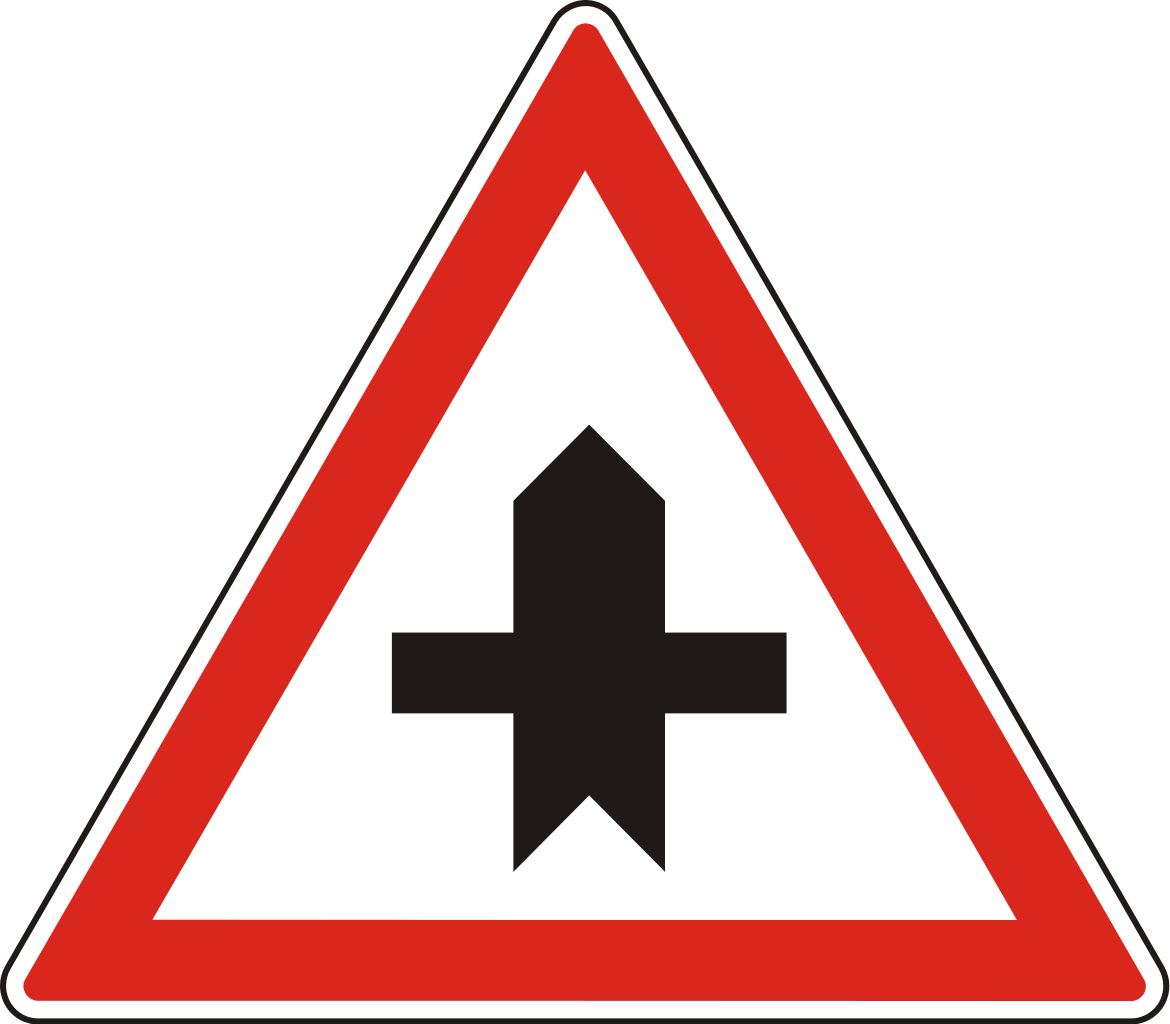 Intersection Road Sign Triangular Warning PNG