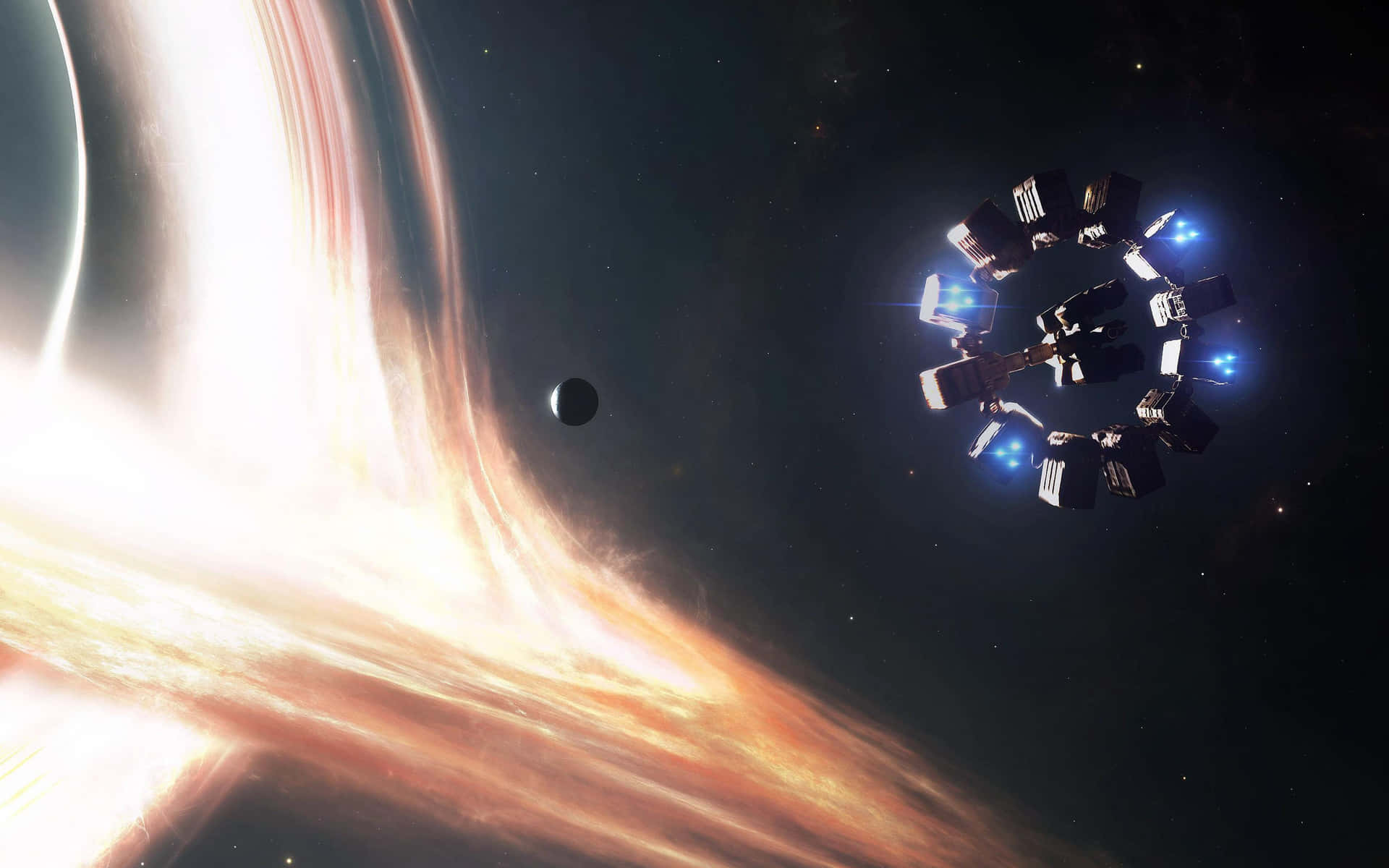 Et udsigt over sorte hullet fra filmen Interstellar Wallpaper