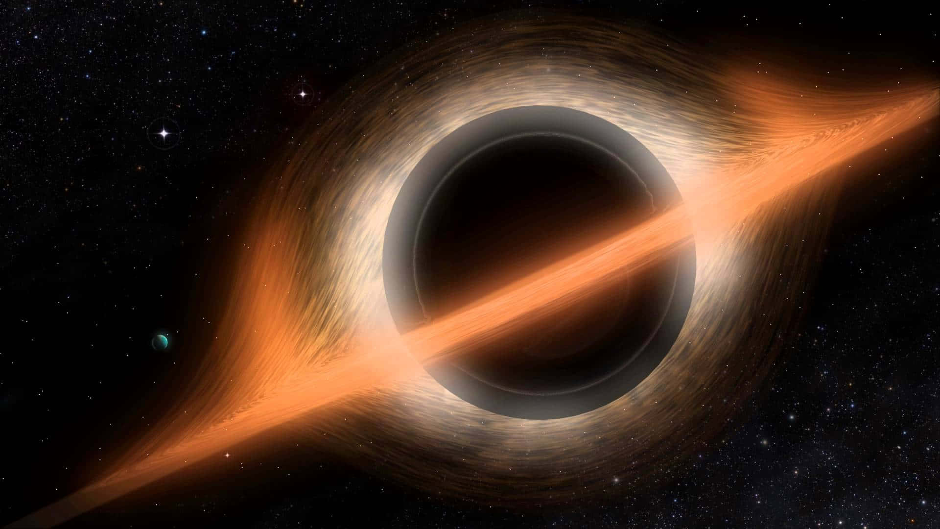 En udvidende sort hul fra den science fiction-epos Interstellar. Wallpaper