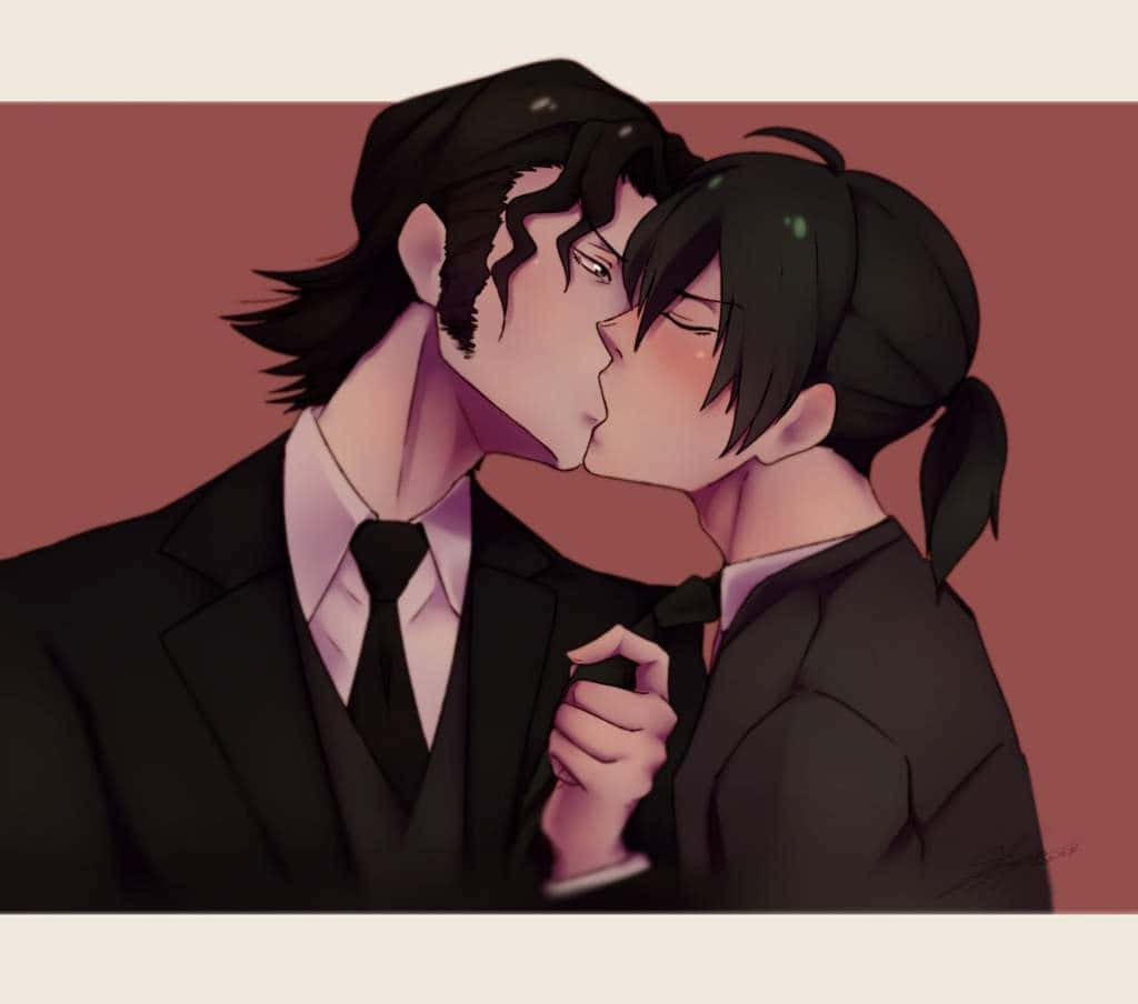 Intimate Anime Characters Kiss Wallpaper