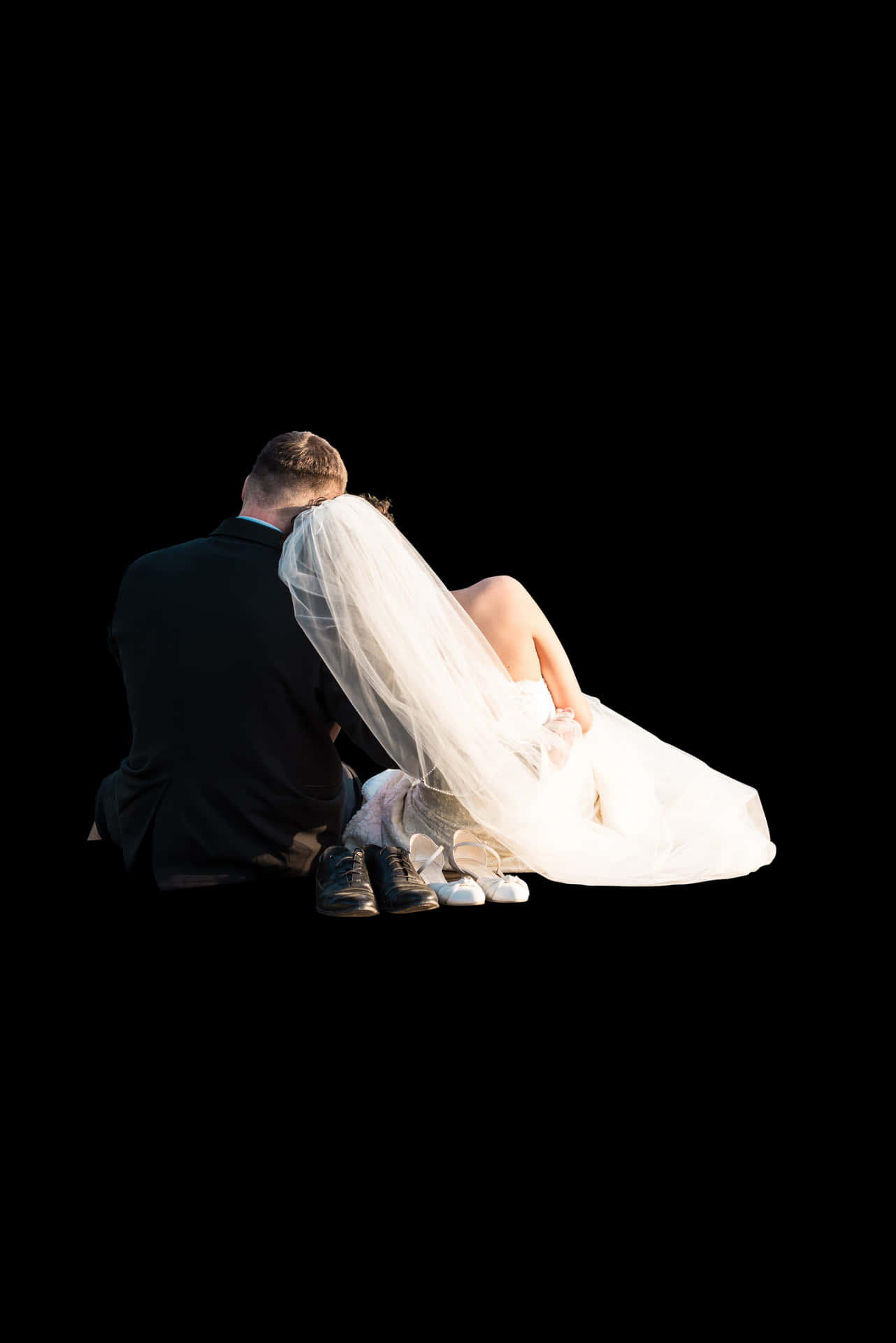 Intimate Wedding Moment Black Background PNG