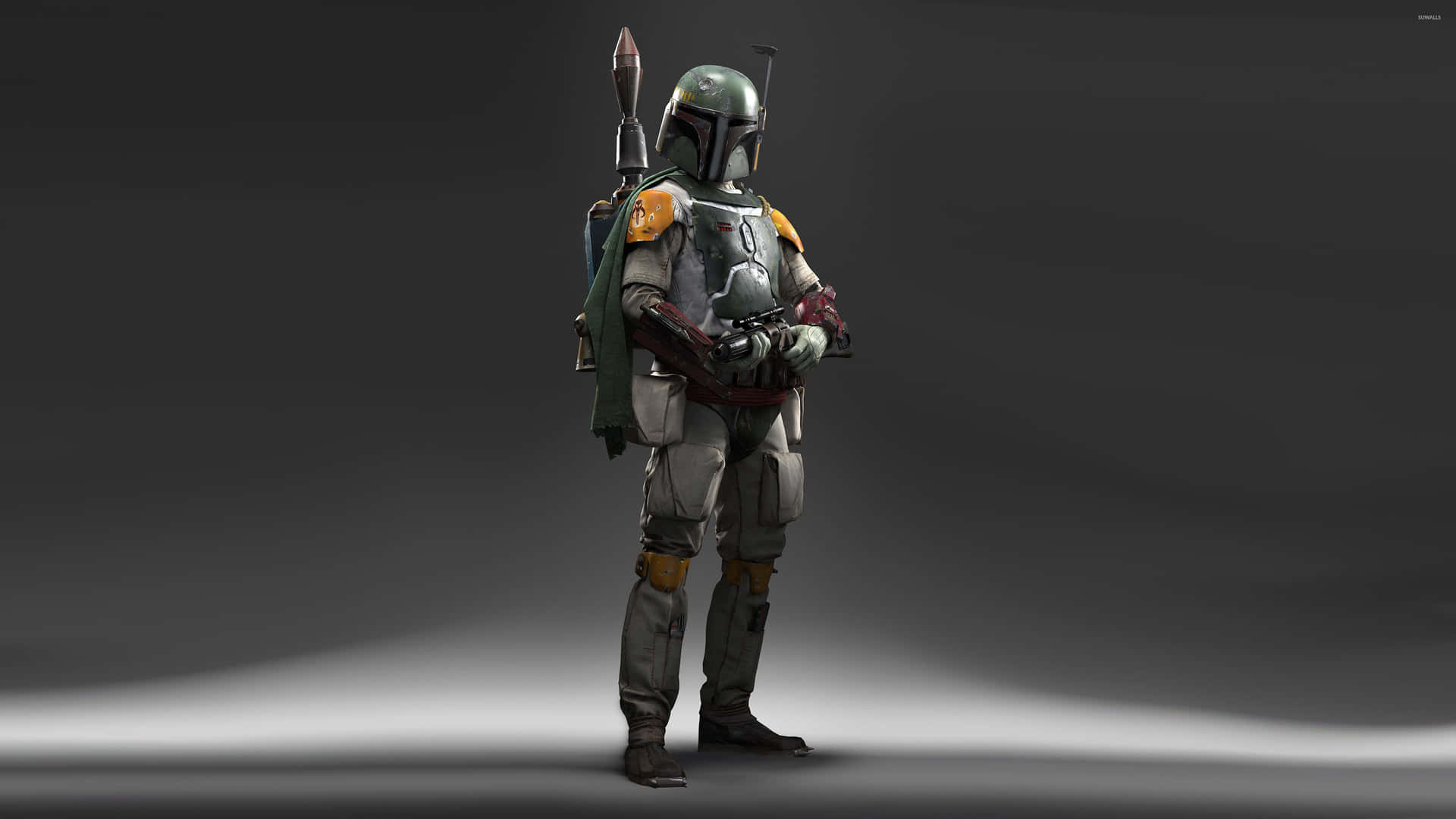 Intimidanteboba Fett En Un Impresionante Fondo Cósmico.