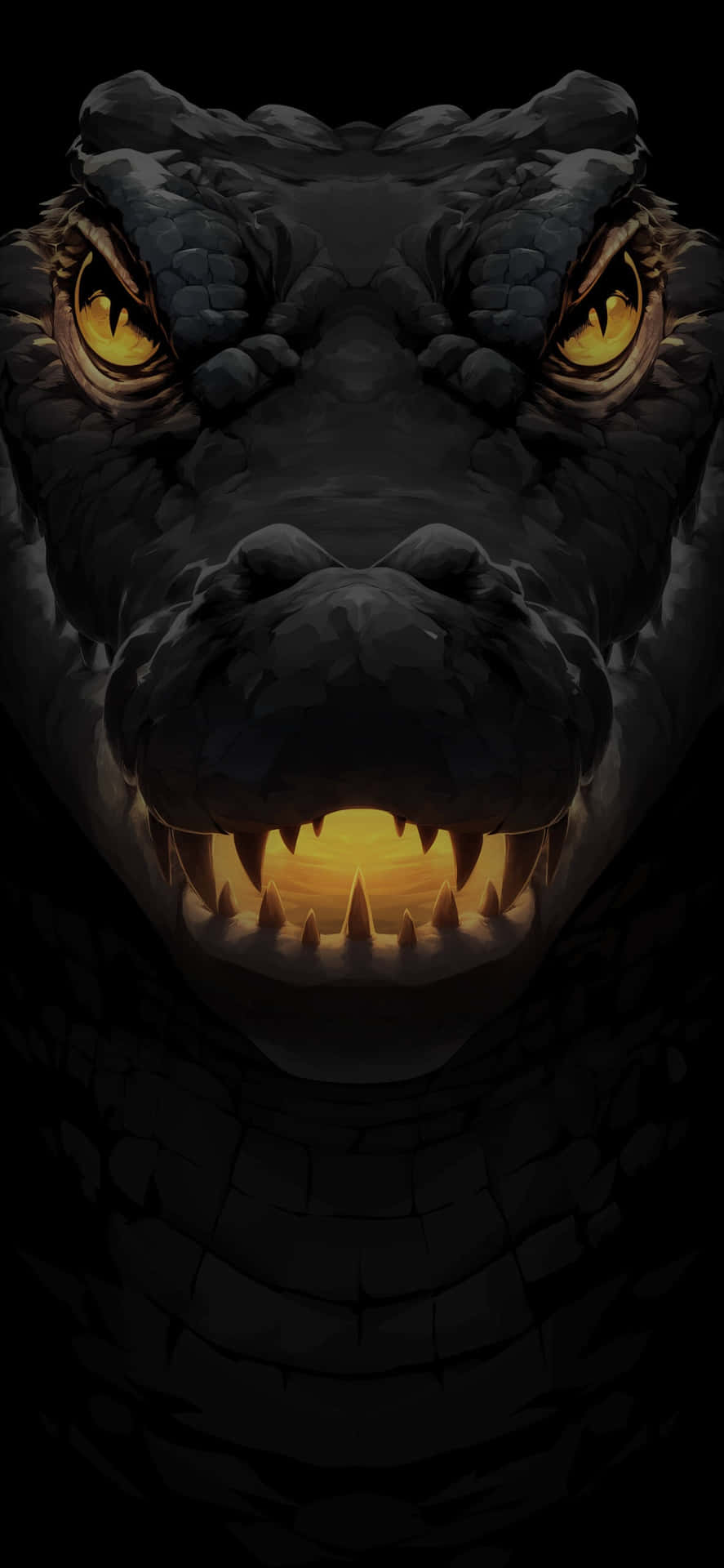 Intimidating Black Crocodile Face Wallpaper