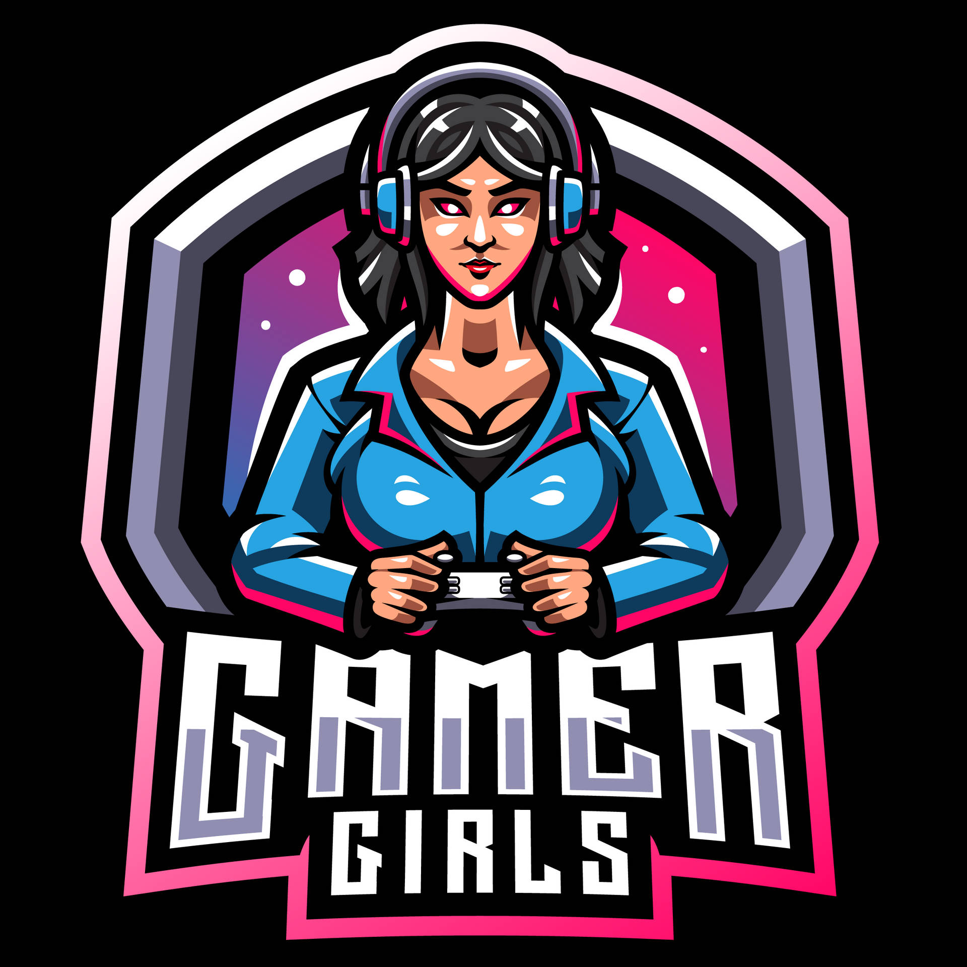 Intimidating Girl Gamer Logo Picture