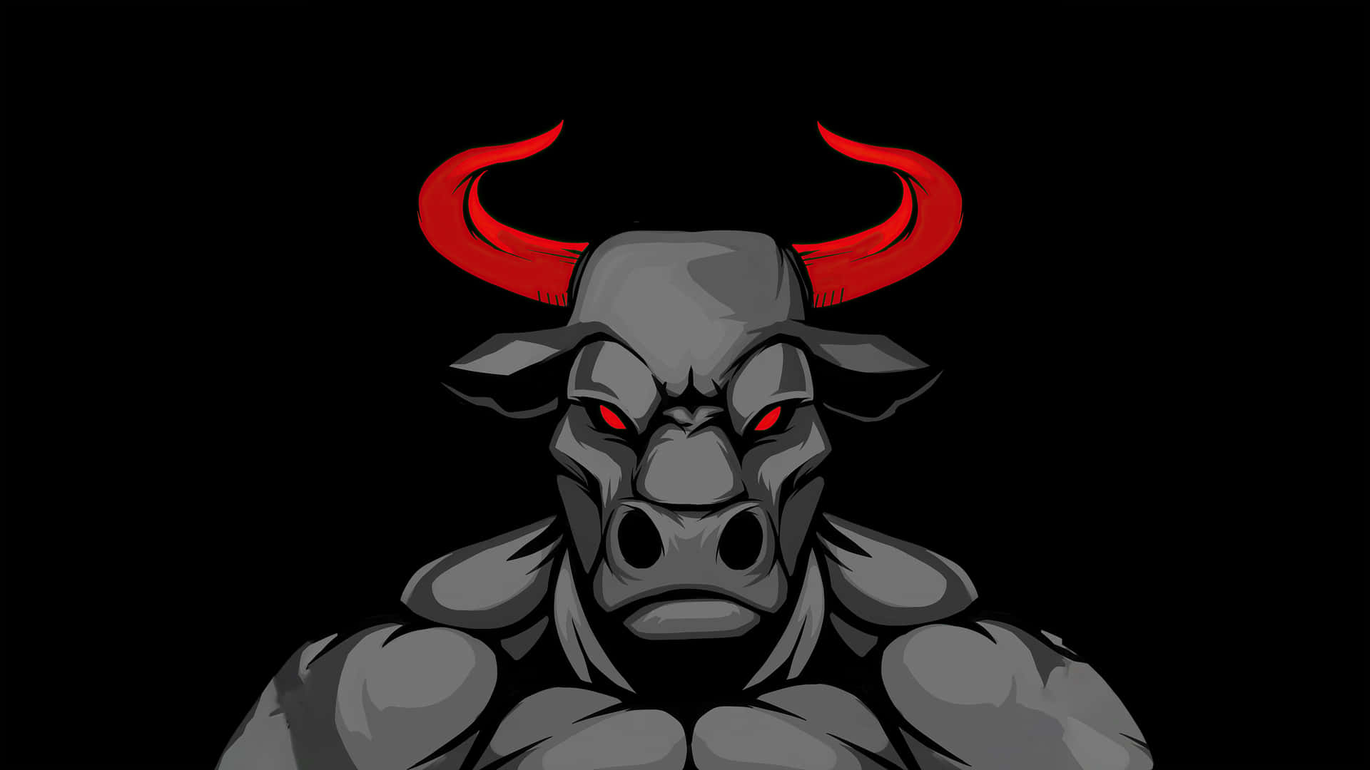 Intimidating Red Horned Bull Wallpaper