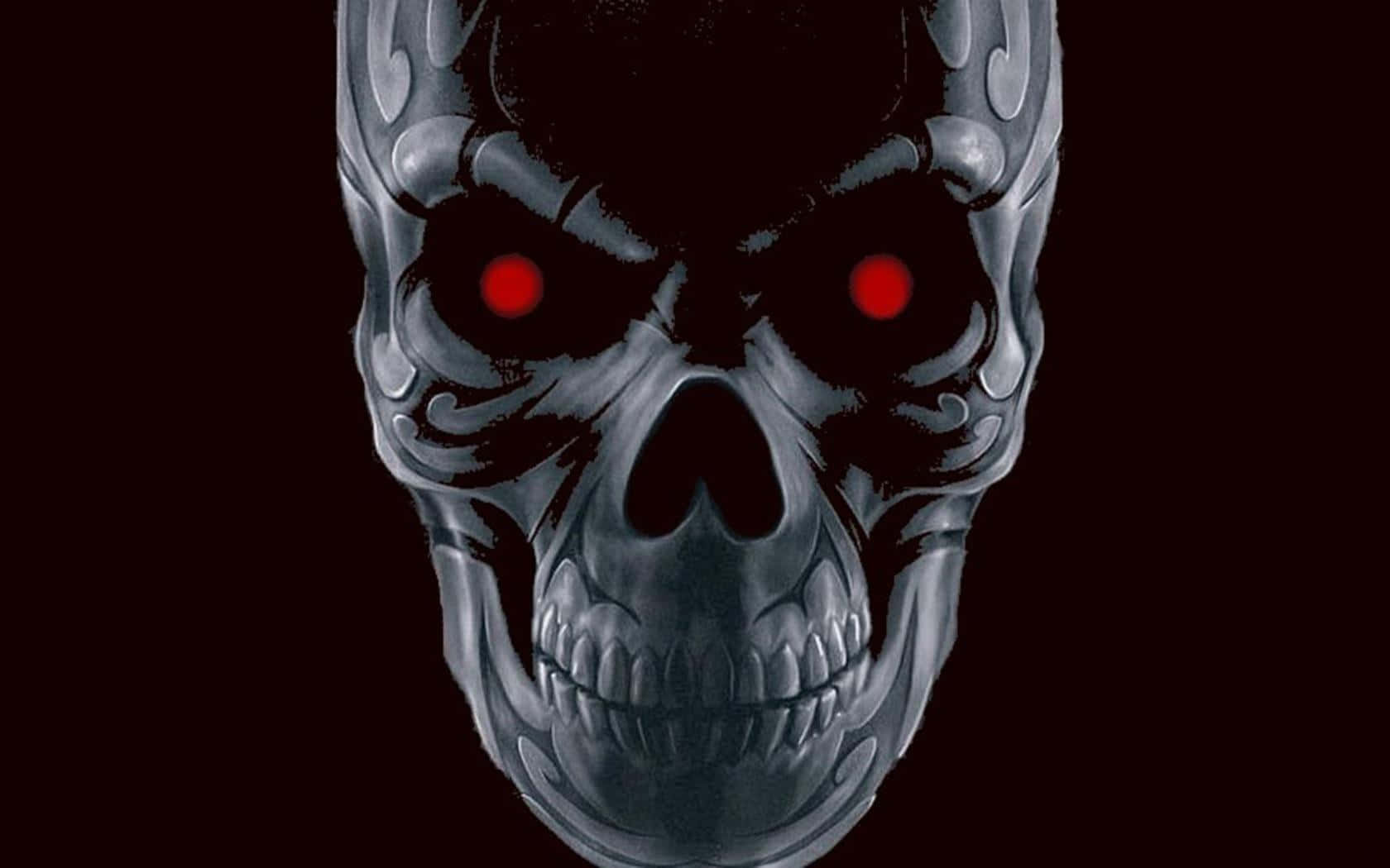 Intimidating Skullwith Red Eyes Wallpaper