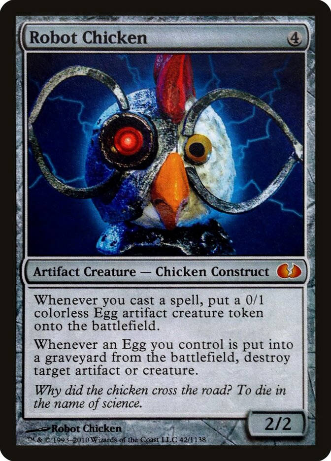 Intresting Robot Chicken Trading Card Background