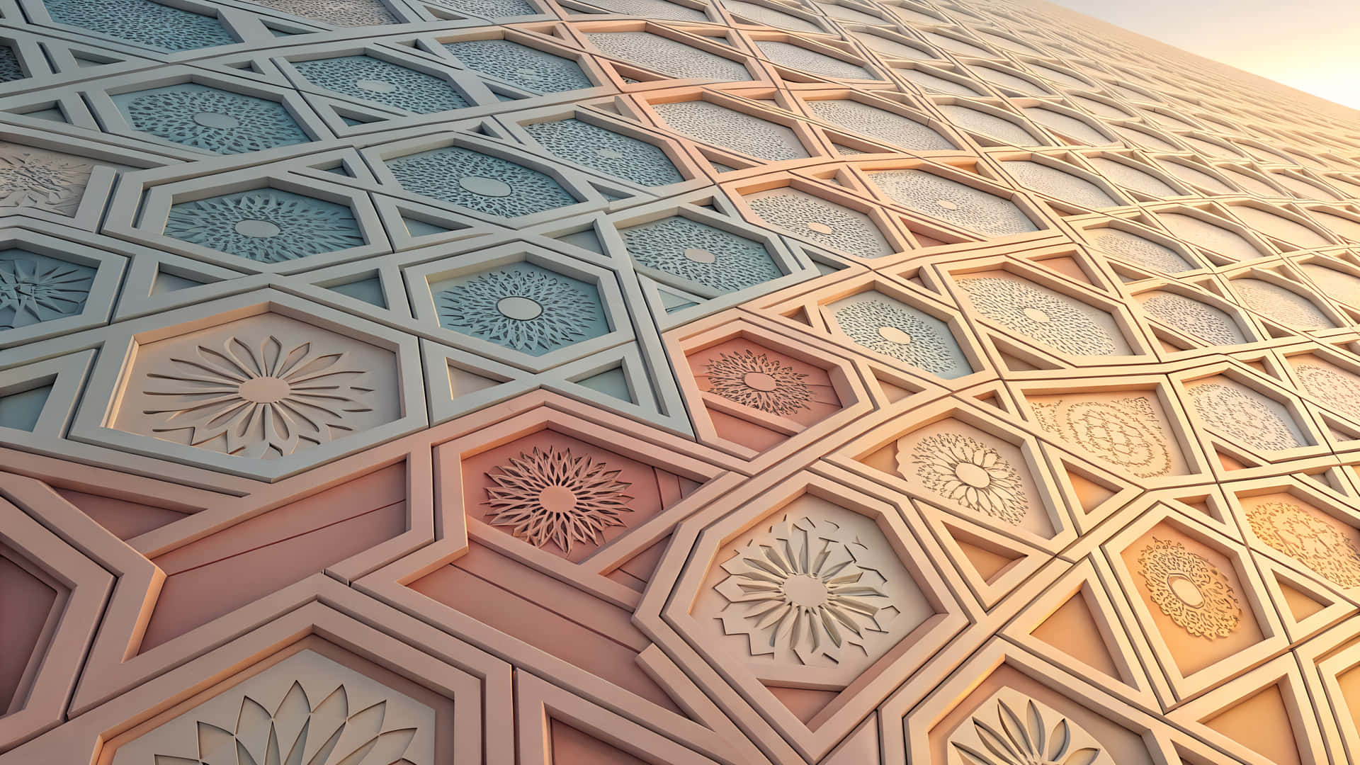 Intricate Architectural Pattern With Geometric Floral Design Wallpaper