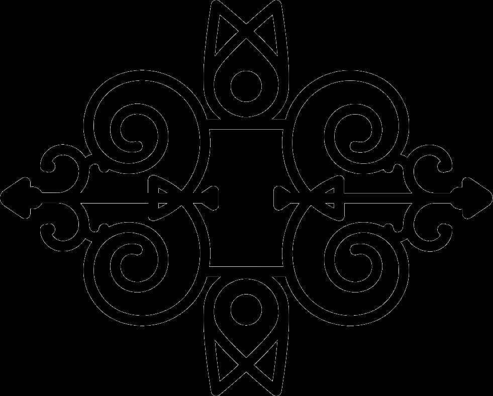 Intricate Black Floral Design PNG