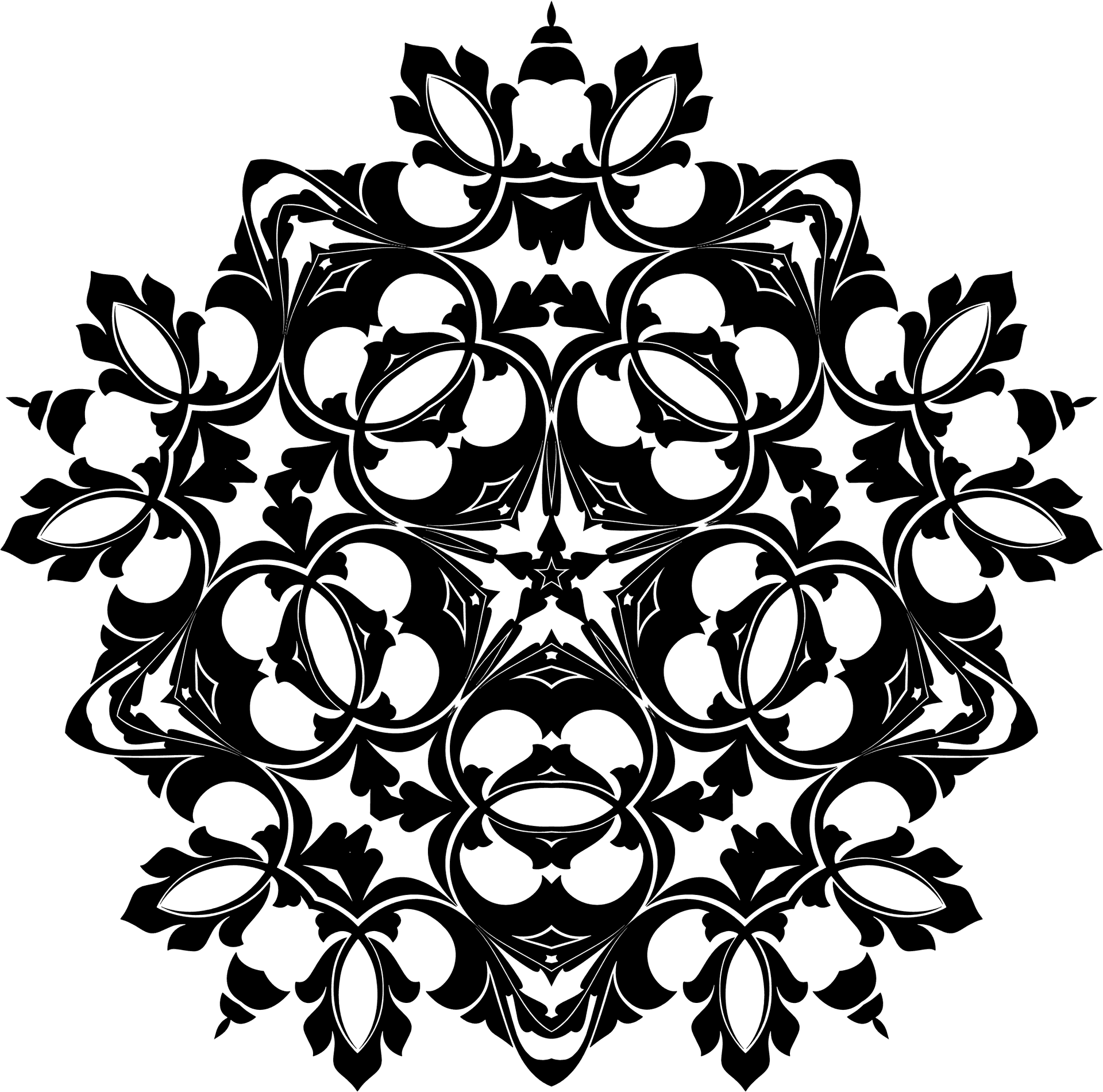 Intricate Black Flourish Design PNG