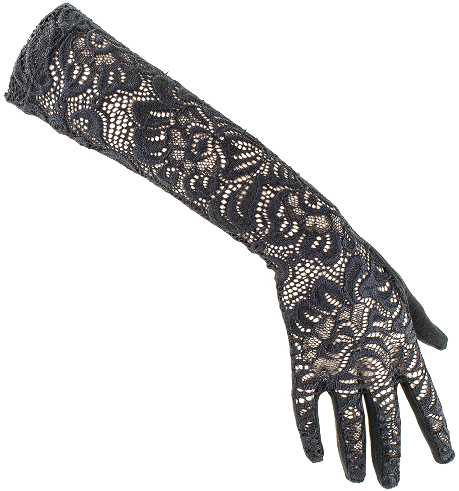 Intricate Black Lace Glove Mehndi Design PNG