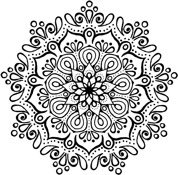 Intricate Black Mandala Design PNG