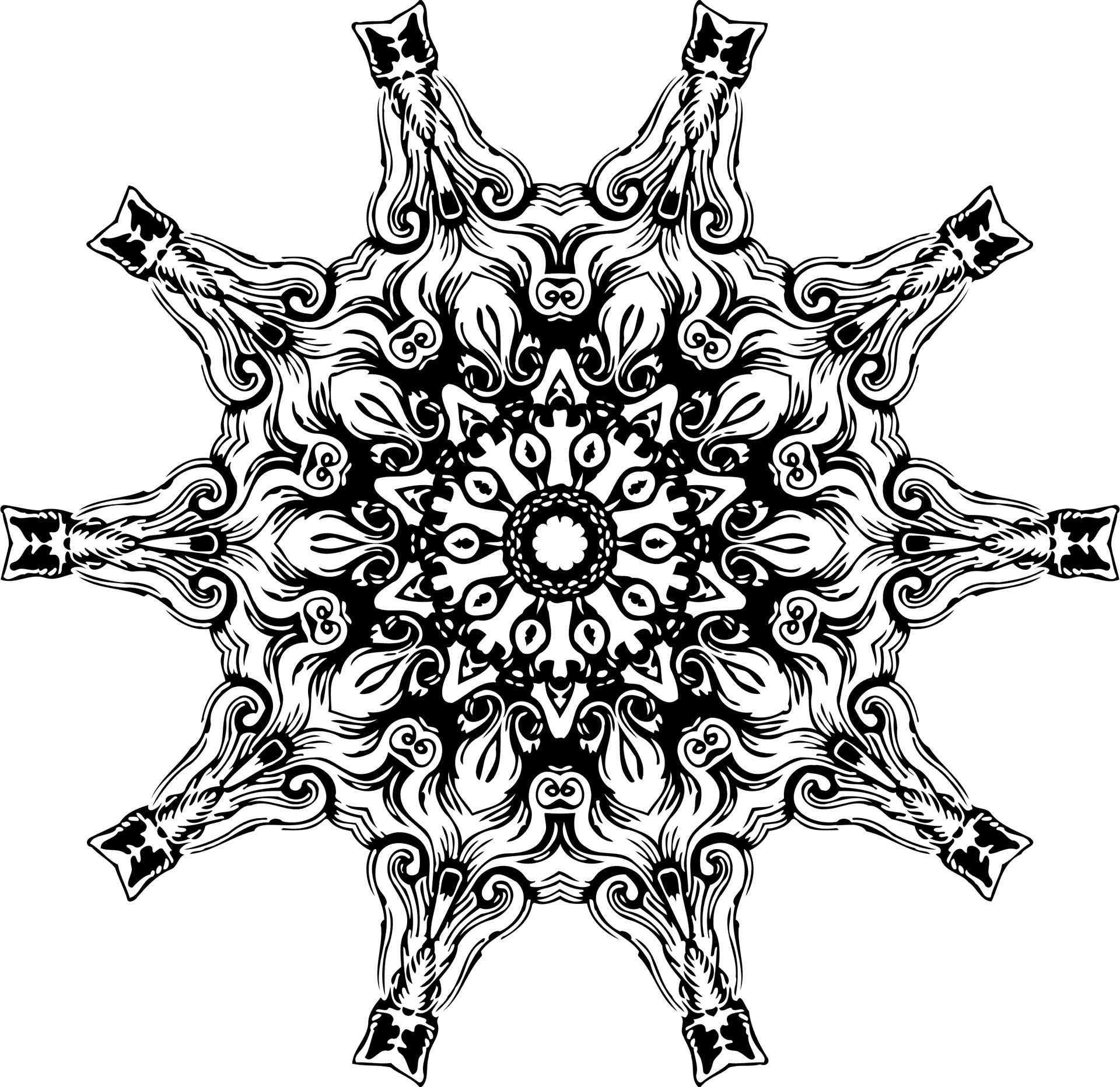 Intricate Black Mandala Design PNG