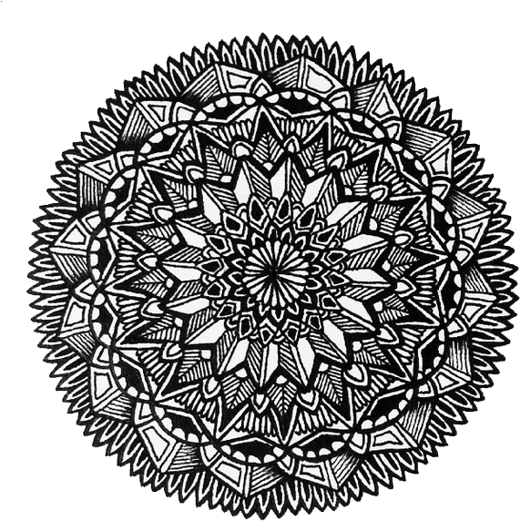 Intricate Blackand White Mandala Art PNG