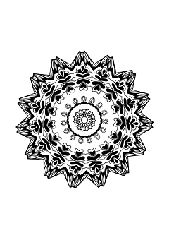 Intricate Blackand White Mandala Design PNG