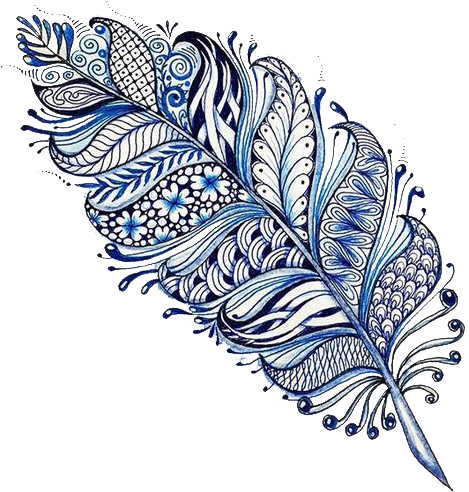 Intricate Blue Feather Artwork PNG