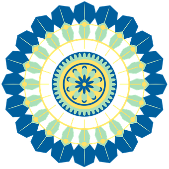 Intricate Blue Gold Mandala Art PNG