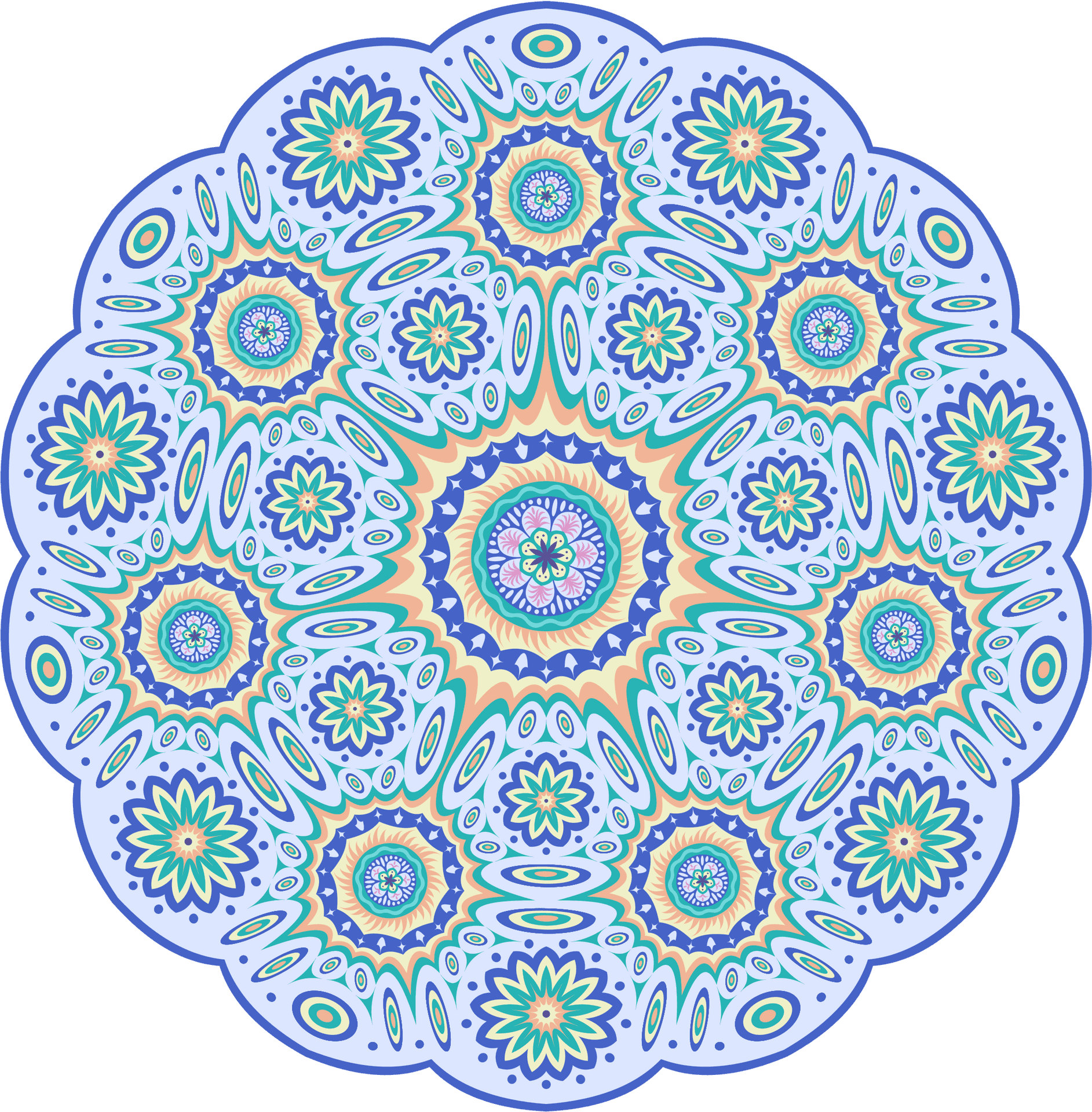Intricate Blue Green Mandala Art PNG