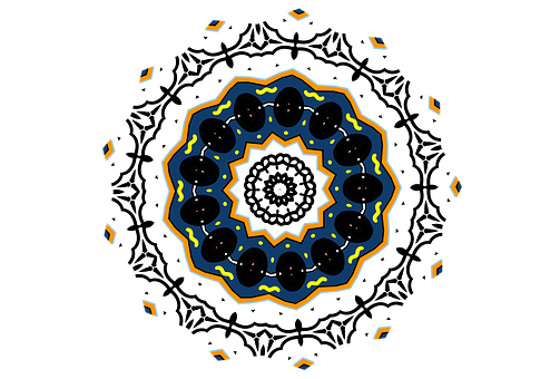 Intricate Blue Orange Mandala Art PNG