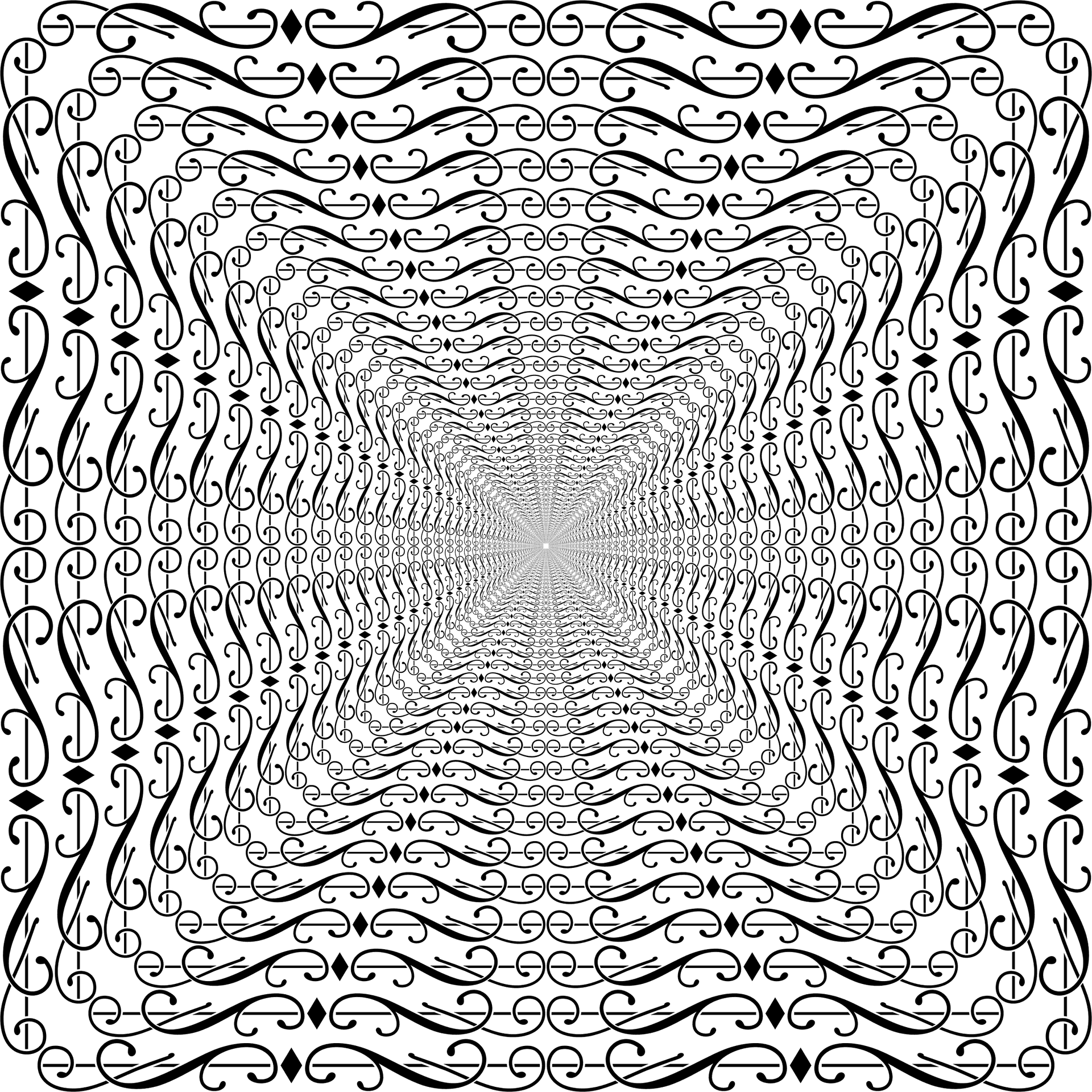 Intricate Blue Pattern Tunnel Abstract PNG