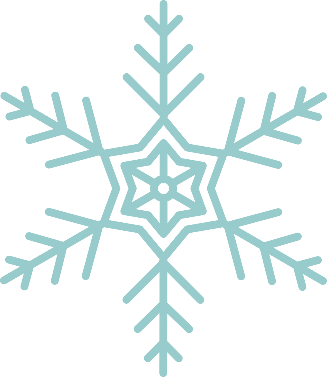 Intricate Blue Snowflake Design.png PNG