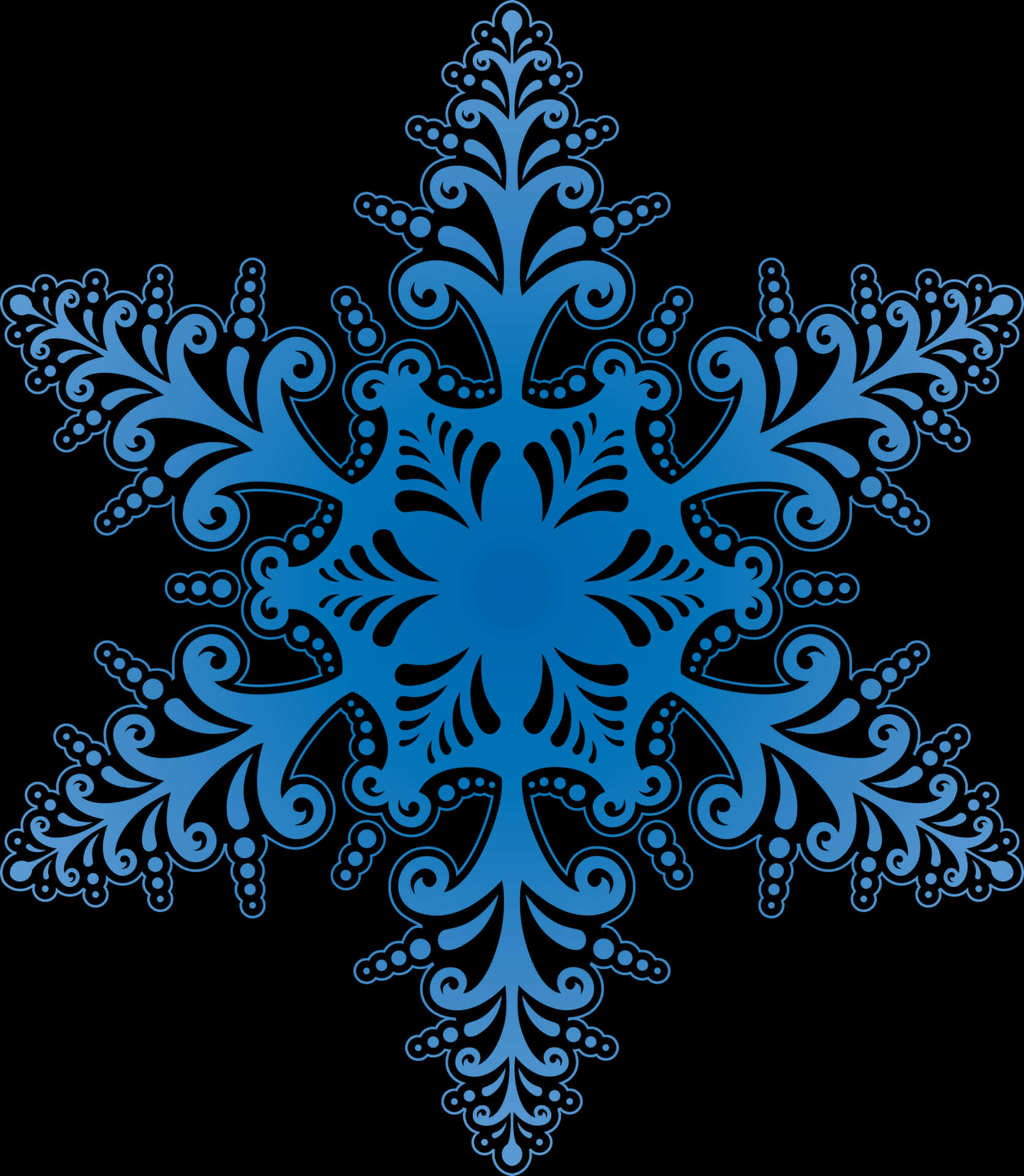 Intricate Blue Snowflake Design PNG
