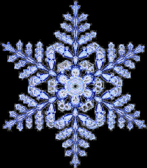 Intricate Blue Snowflake Pattern PNG