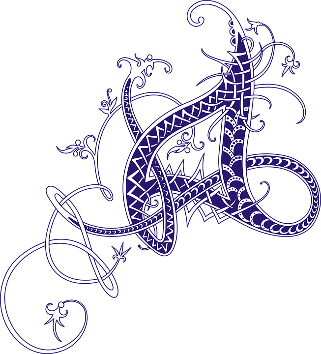 Intricate Celtic Dragon Calligraphy Art PNG