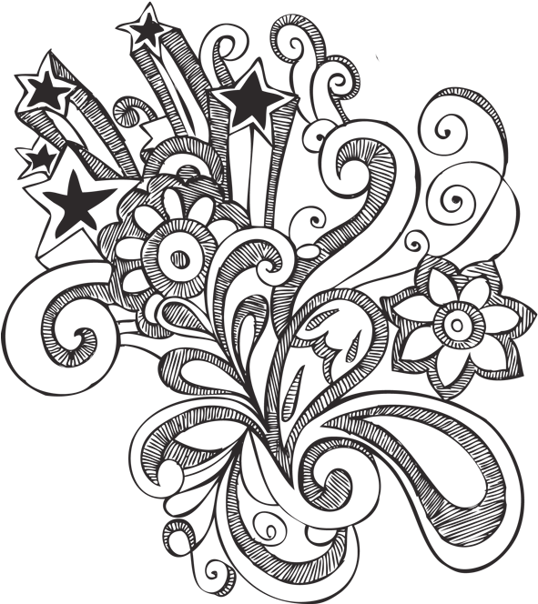 Intricate Floral Doodle Artwork PNG