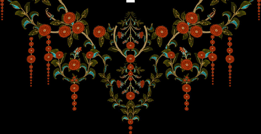 Intricate Floral Embroidery Pattern PNG