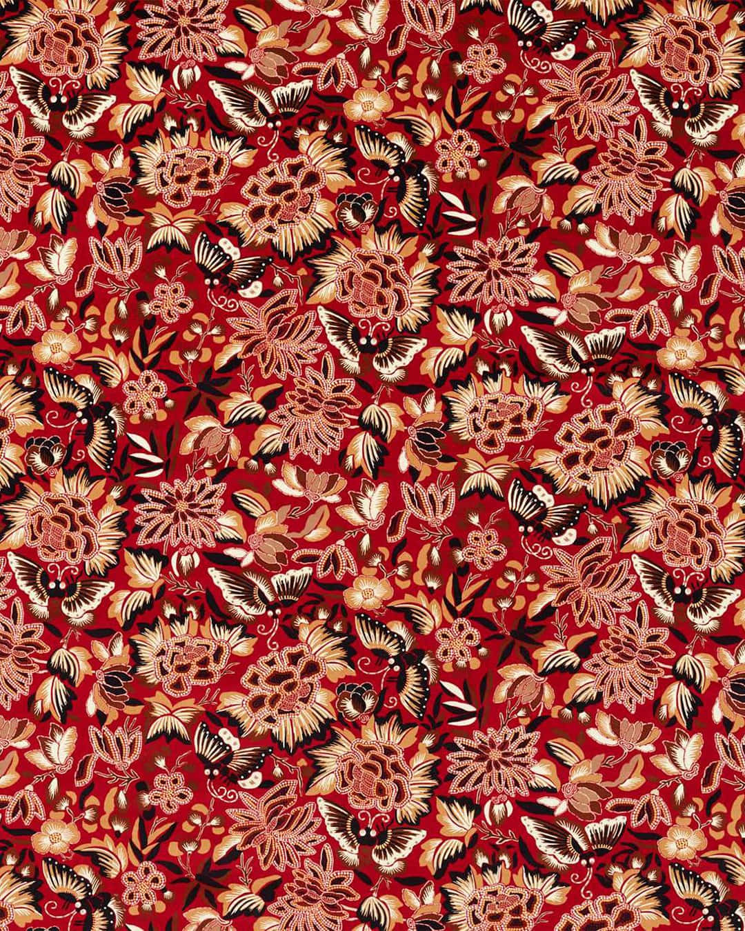 Intricate Floral Pattern Red Background Wallpaper