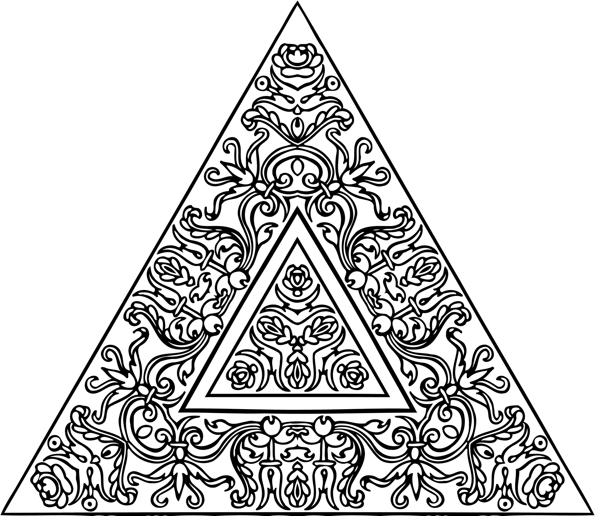Intricate Floral Triangle Design PNG