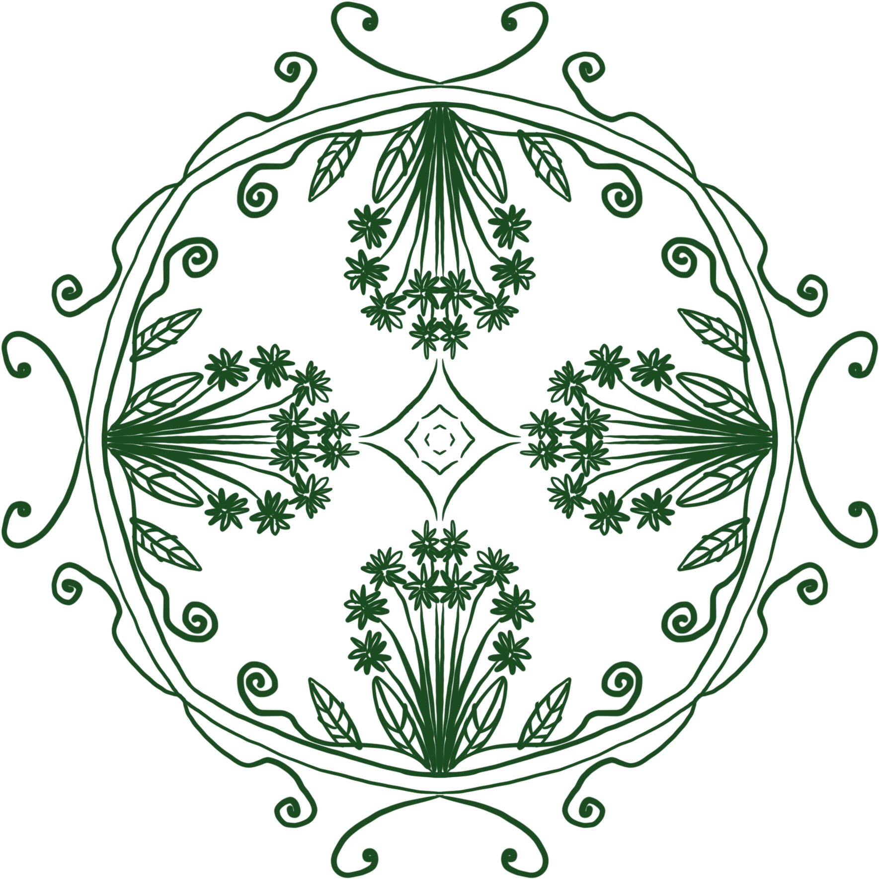 Intricate Green Floral Mandala Design PNG