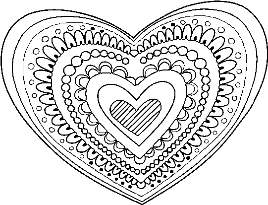 Intricate Heart Coloring Page PNG