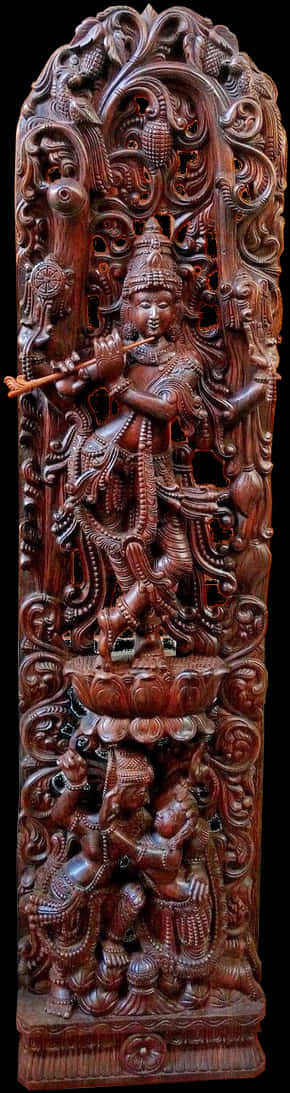 Intricate Hindu Deity Carving PNG