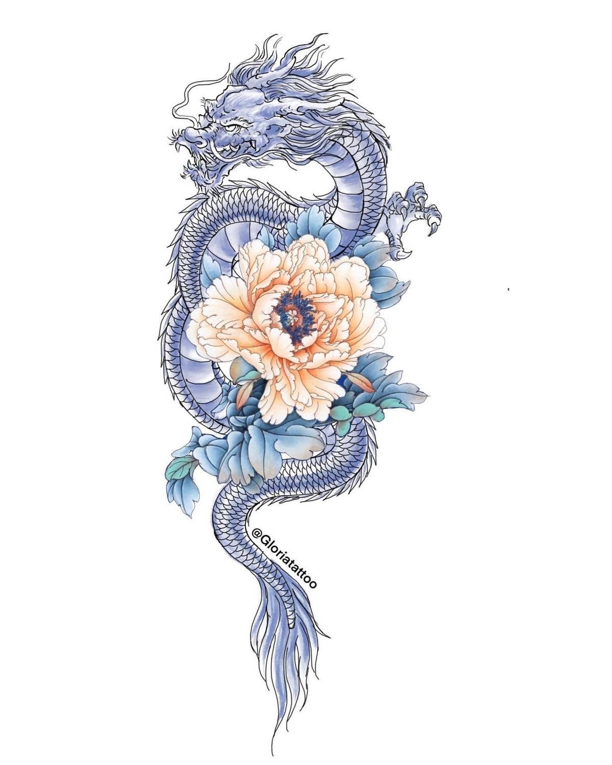 Intricate Japanese Dragon Tattoo Design Wallpaper