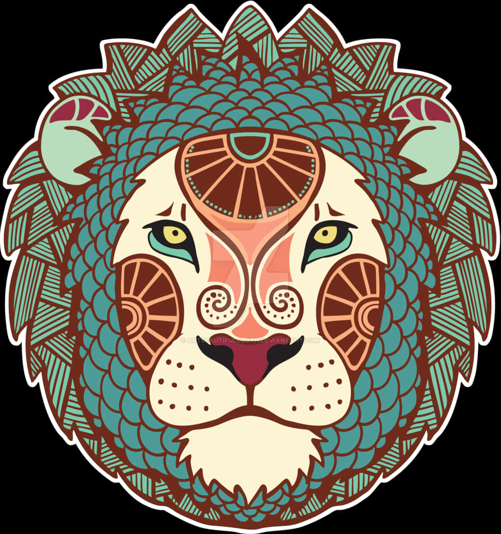 Intricate Lion Mandala Art PNG