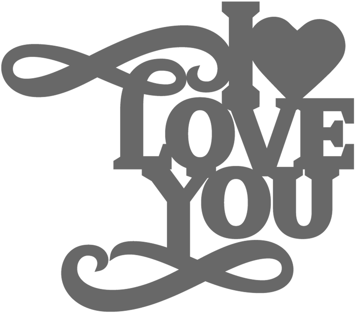 Intricate Love You Calligraphy PNG