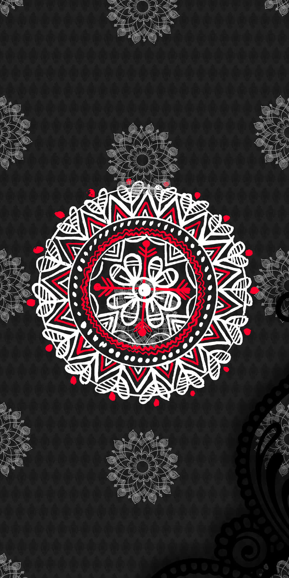 Intricate Mandala Art On Black Background